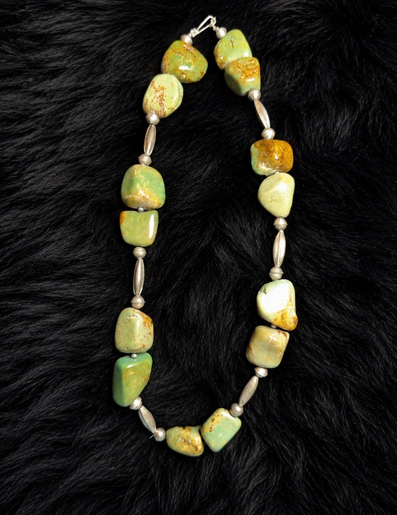 18” Royston and Navajo pearls/melon beads