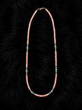 Pink conch and turquoise with sterling silver beads