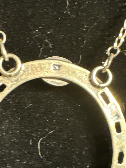 16” pink conch horseshoe pendant sterling necklace